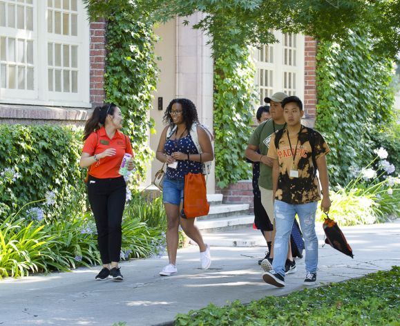 students taking campus tour