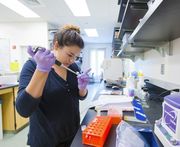 student in lab