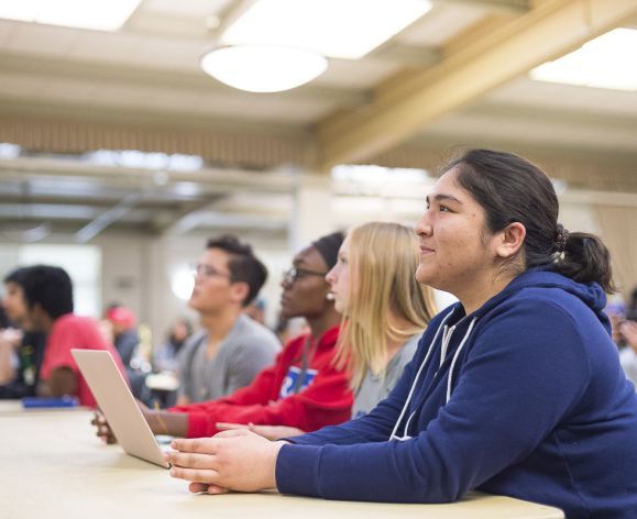 students at math event