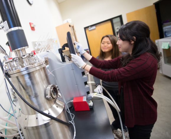 Students working at the bioengineering lab.