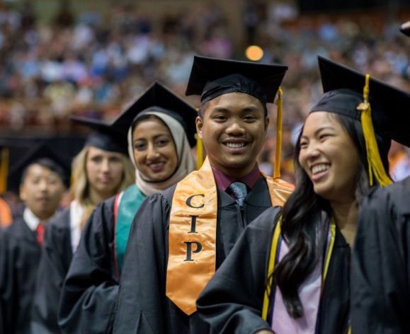 students at graduation ceremony