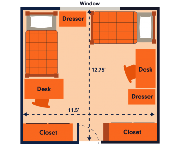 Quad double room floorplan
