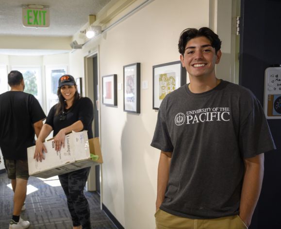 student standing in hallway