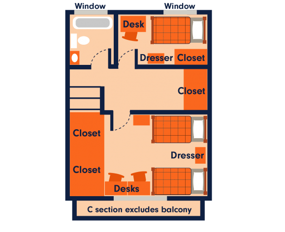 Townhouse 2 bedroom level 2 floorplan