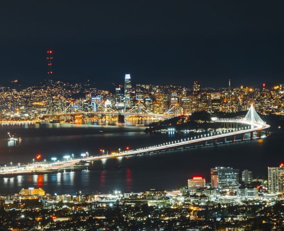 Night view of Bay Bridge