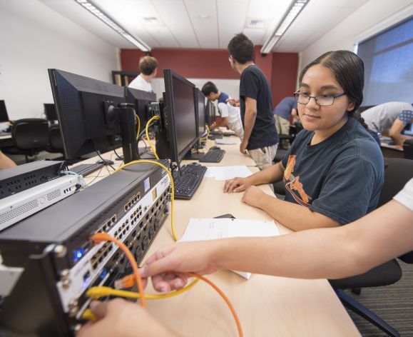 students working in computer lab