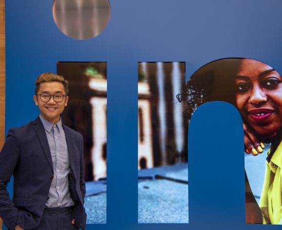 Student at LinkedIn headquarters in San Francisco