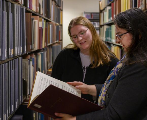 professor and music history major in the archives