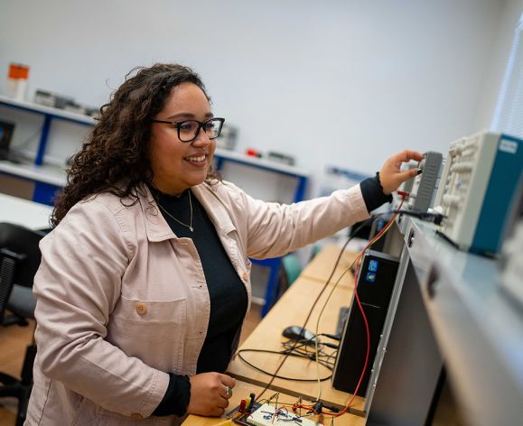 electrical engineering student in a lab