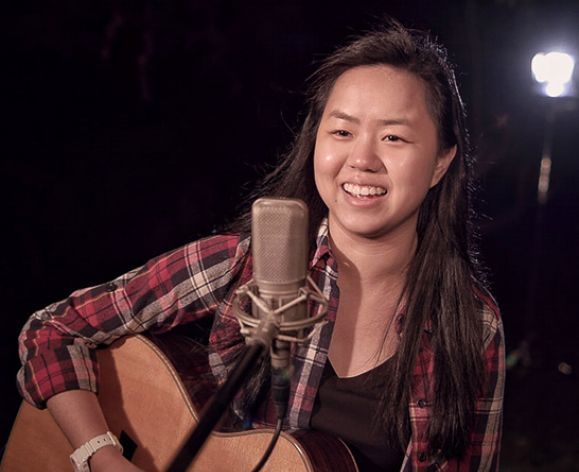 Sami Fong working on a song