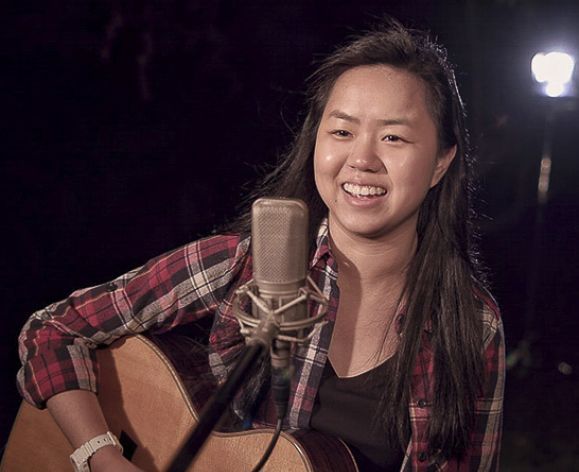 Sami Fong working on a song