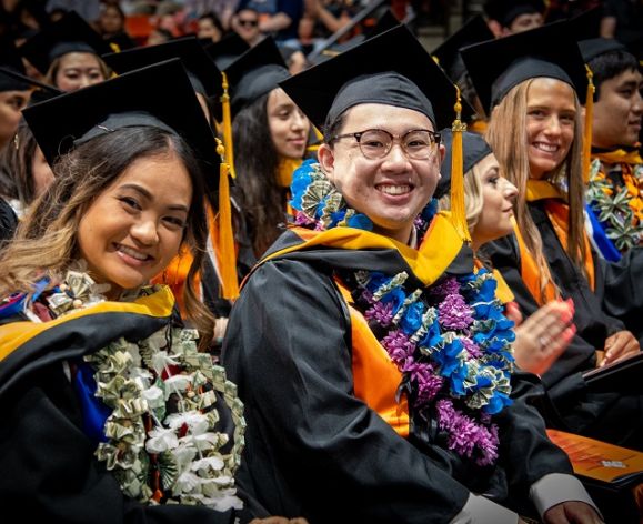 Students smiling at graduation