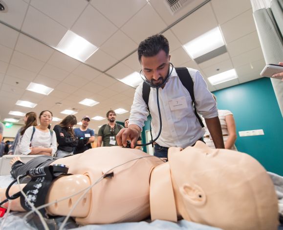 Students in the School of Health Sciences clinical lab spaces on University of the Pacific's campus in Sacramento, CA.