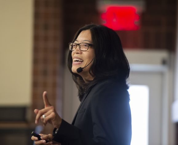 Professor Ederlina Co teaches a class.