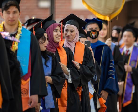 students at graduation ceremony