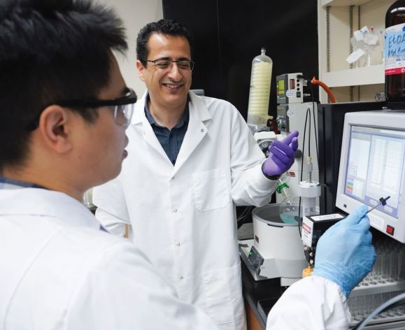 PharmD Professor at the Thomas J Long School of Pharmacy provides instruction in lab during class on University of the Pacific's Stockton campus. 