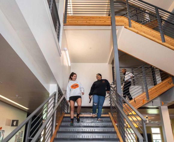 student walking in calaveras