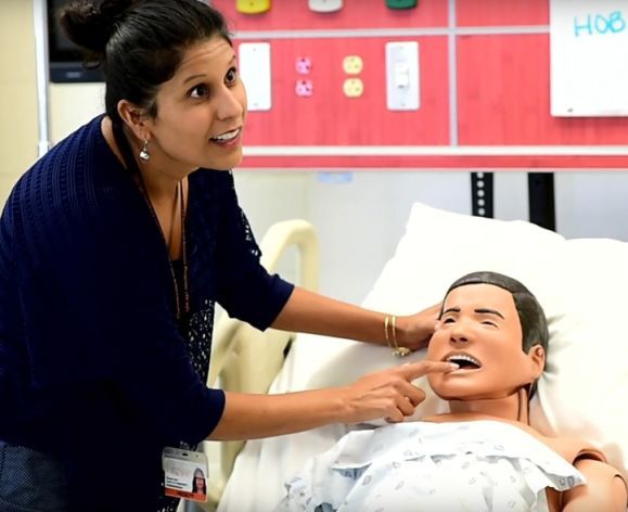 Professor Deepti Vyas in patient simulation lab