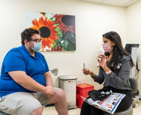 Student provides care for diabetes management in University of the Pacific's Master of Social Work program in Sacramento, California.