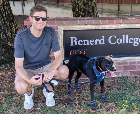 Instructor Matthew Raleigh with his dog