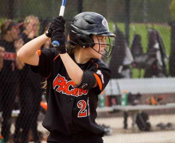 Softball player at bat