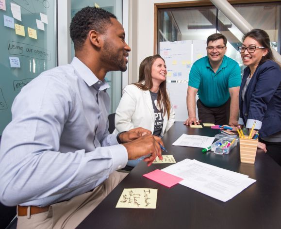 students around a table