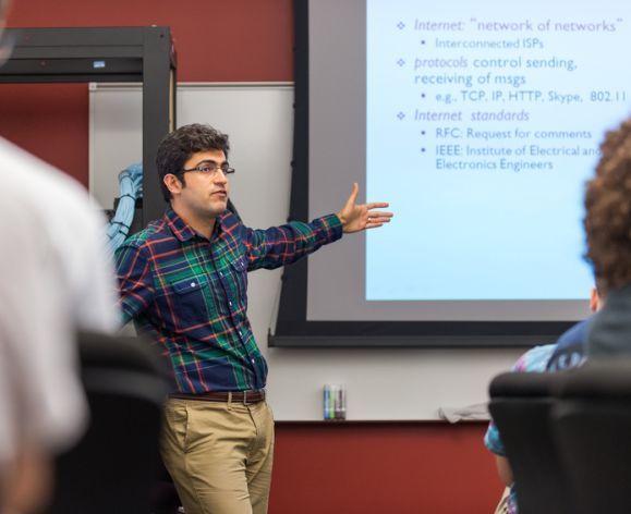 Cybersecurity professor instructs class