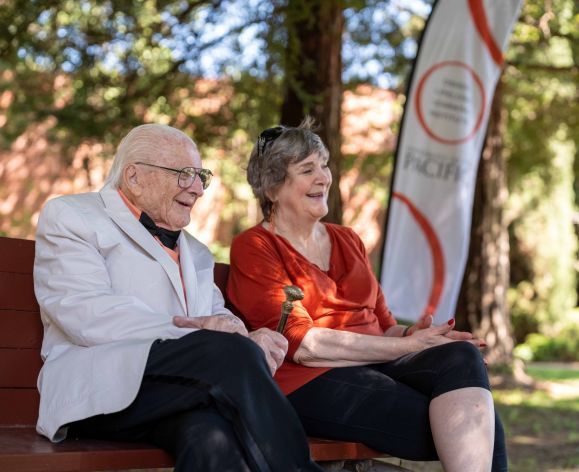 two people talking