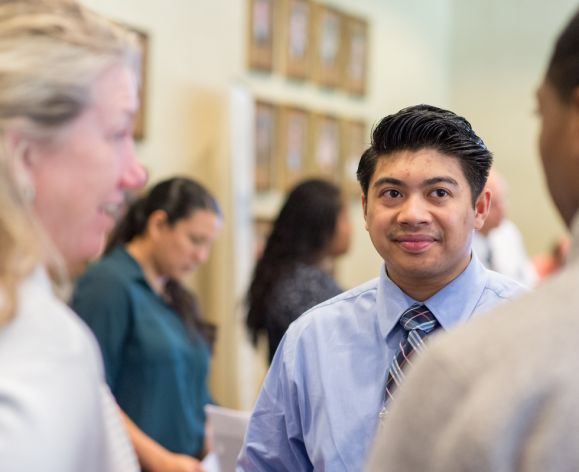 students talking in a group