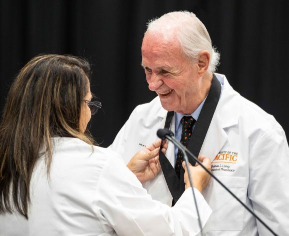 Alumnus Jack Schlegel at the Doctor of Pharmacy White Coat Ceremony