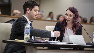 law students at a courthouse