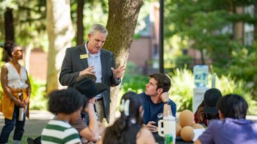 Dean Lewis Gale with students