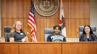 law students at a courthouse