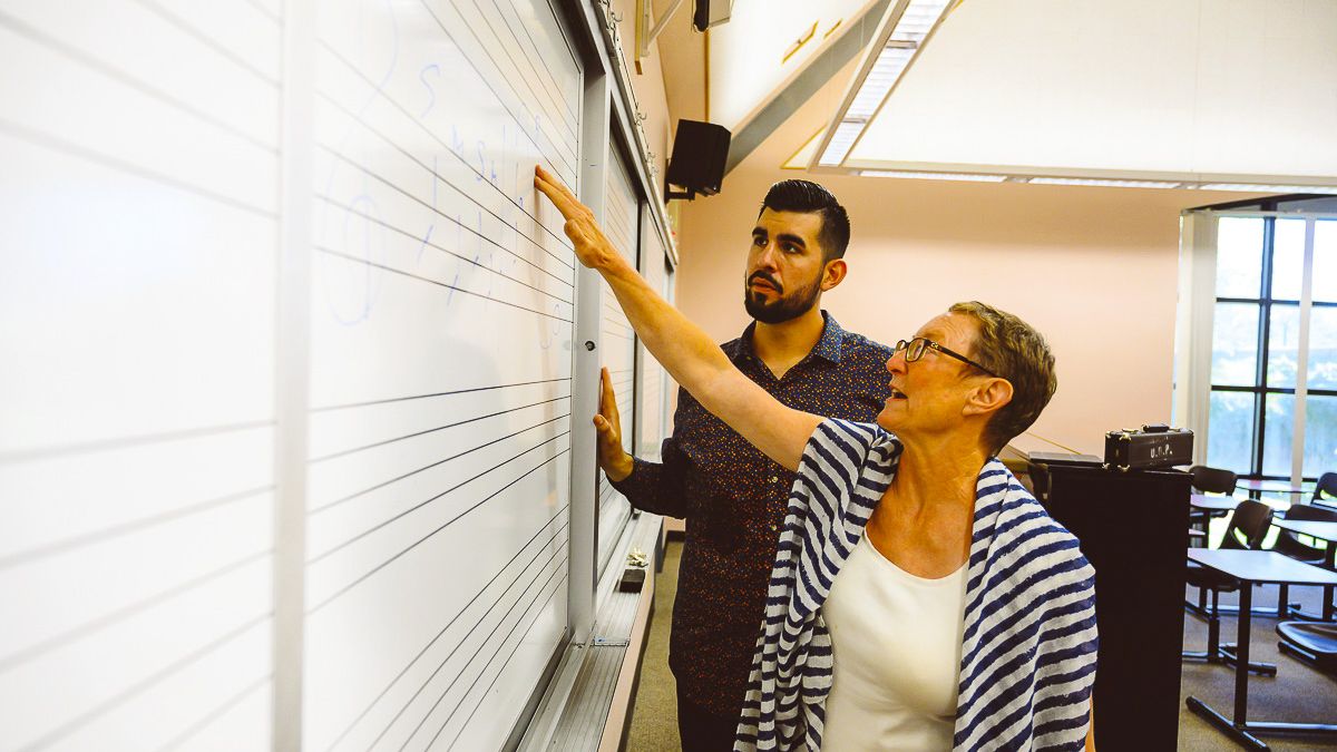 Cruz Gonzalez with professor