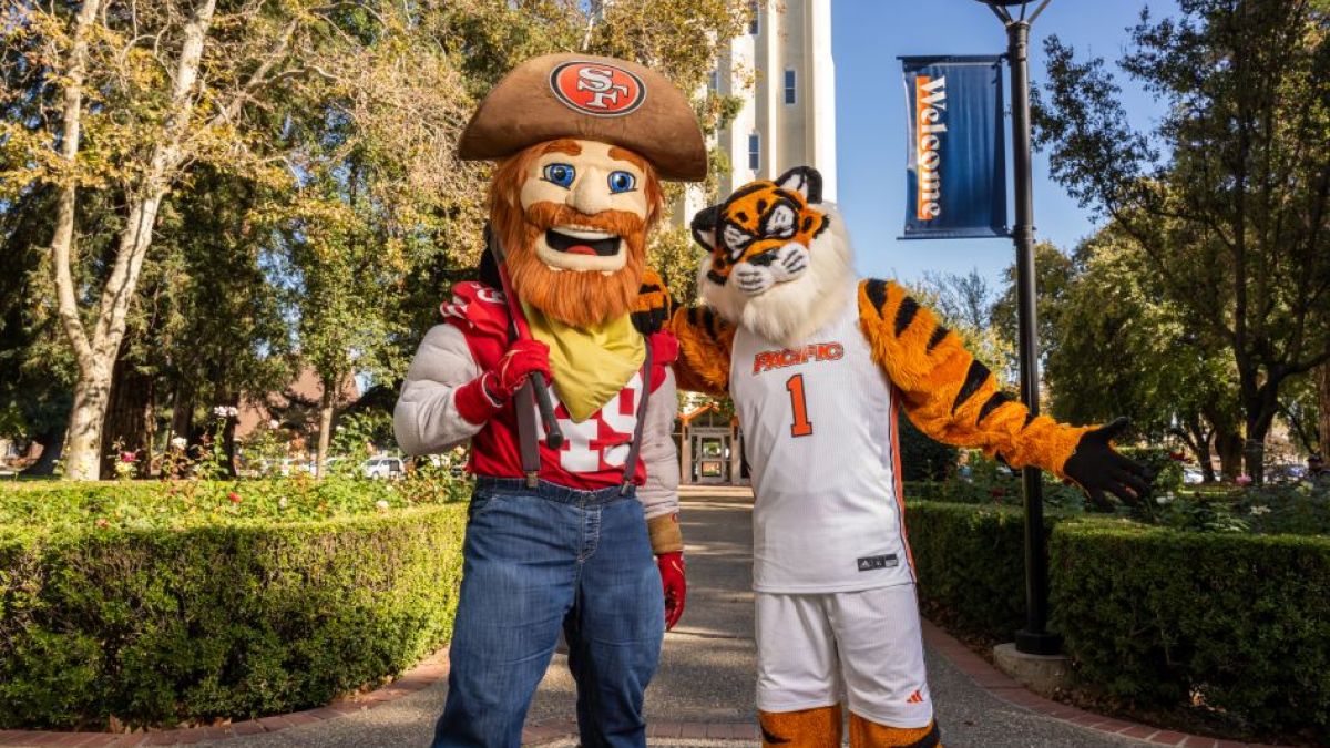 sourdough sam and powercat in front of Burns Tower