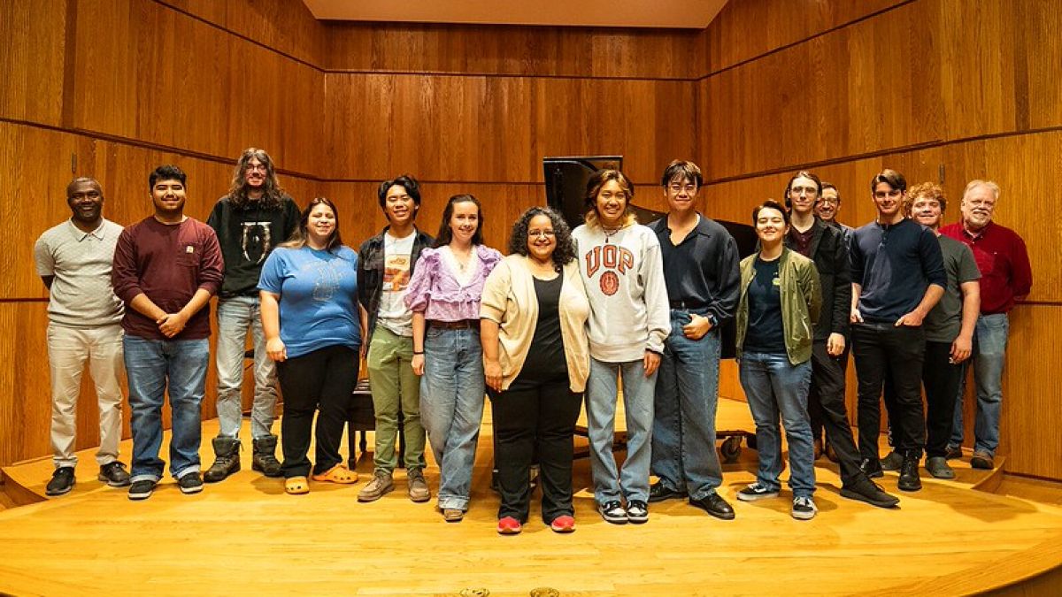 Students and faculty from the Pacific Composer Studio with Gabriela Lena Frank